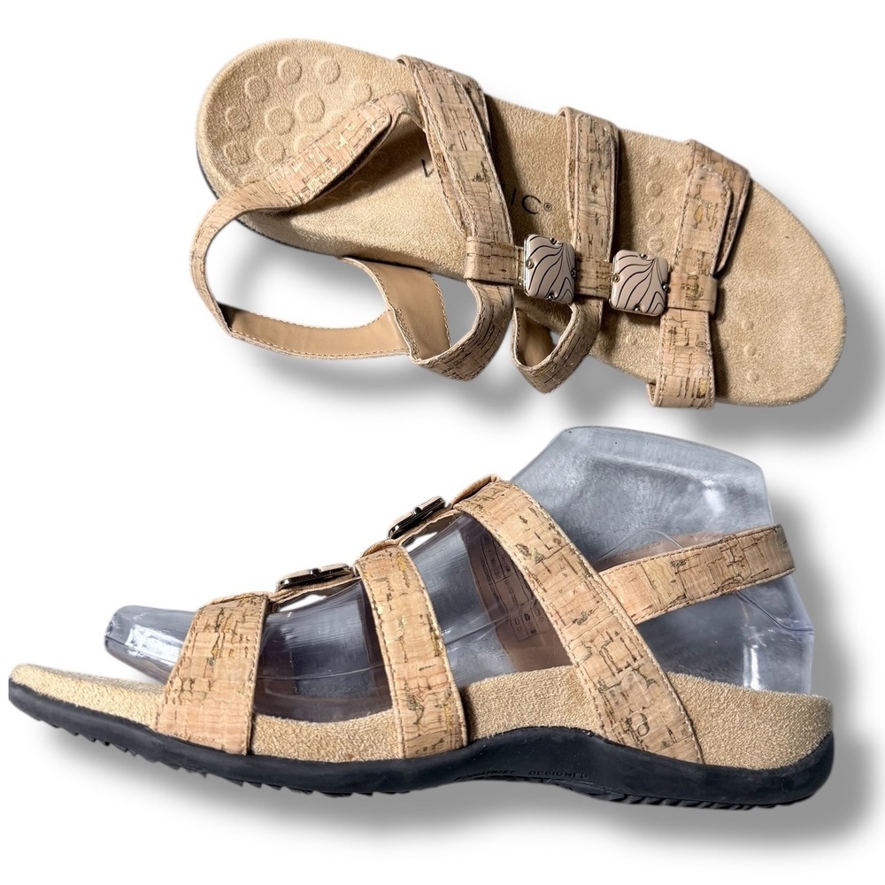 Vionic Amber Cork Strappy Sandals Women Size 6.5 Beige Adjustable Comfort - Picture 8 of 12